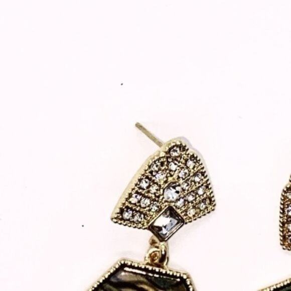 NWT Gold-Tone Crystal Abalone Colored Dangle Earrings - Picture 3 of 7